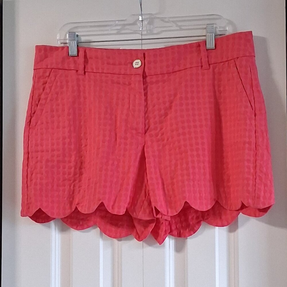 Crown & Ivy Shelby Chino Fushia Pink Scallop Shorts Size 12